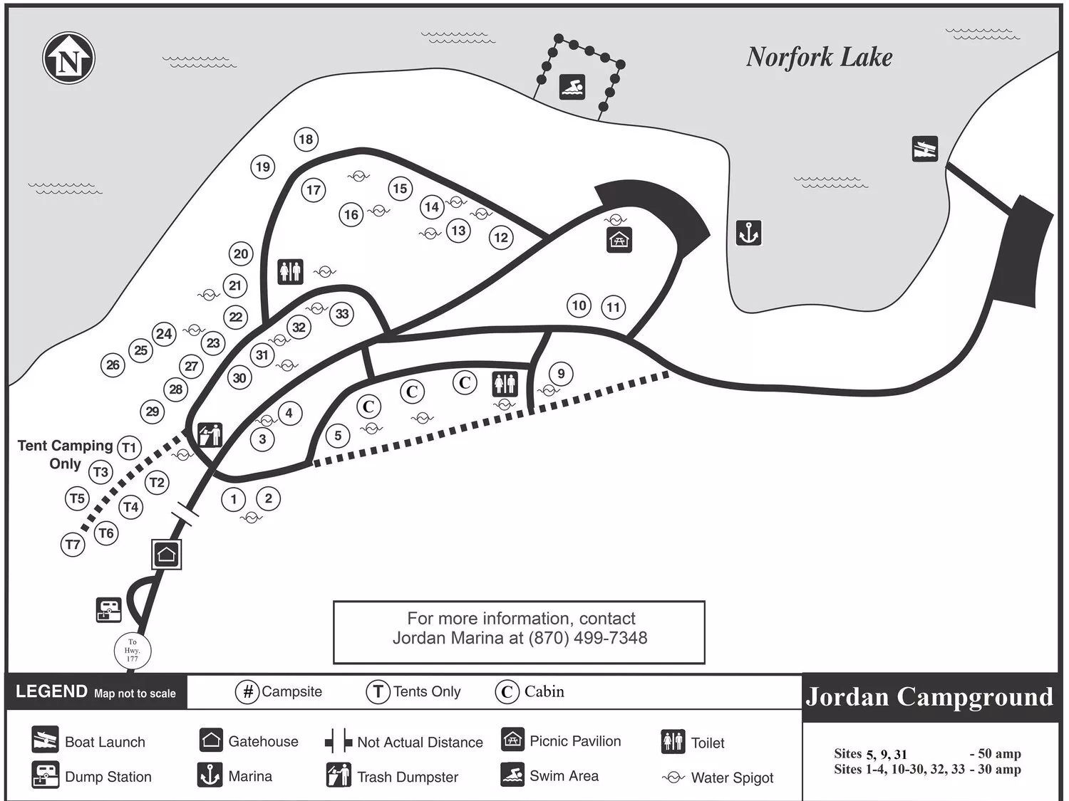 Lake Norfork Jordan Marina Campsite Map
